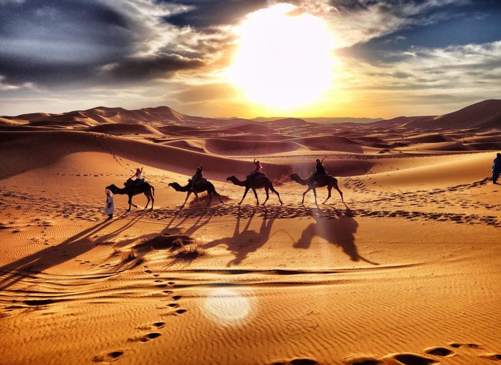 camel trekking in Morocco with Merzouga Camp